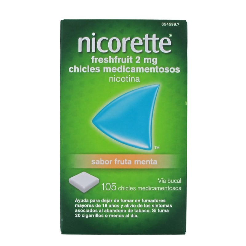 Nicorette 2 mgr 105  chicles sin azúcar de fruta 
