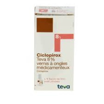 Esmalte de uñas medicinal Ciclopirox 8% Teva - frasco de 3ml
