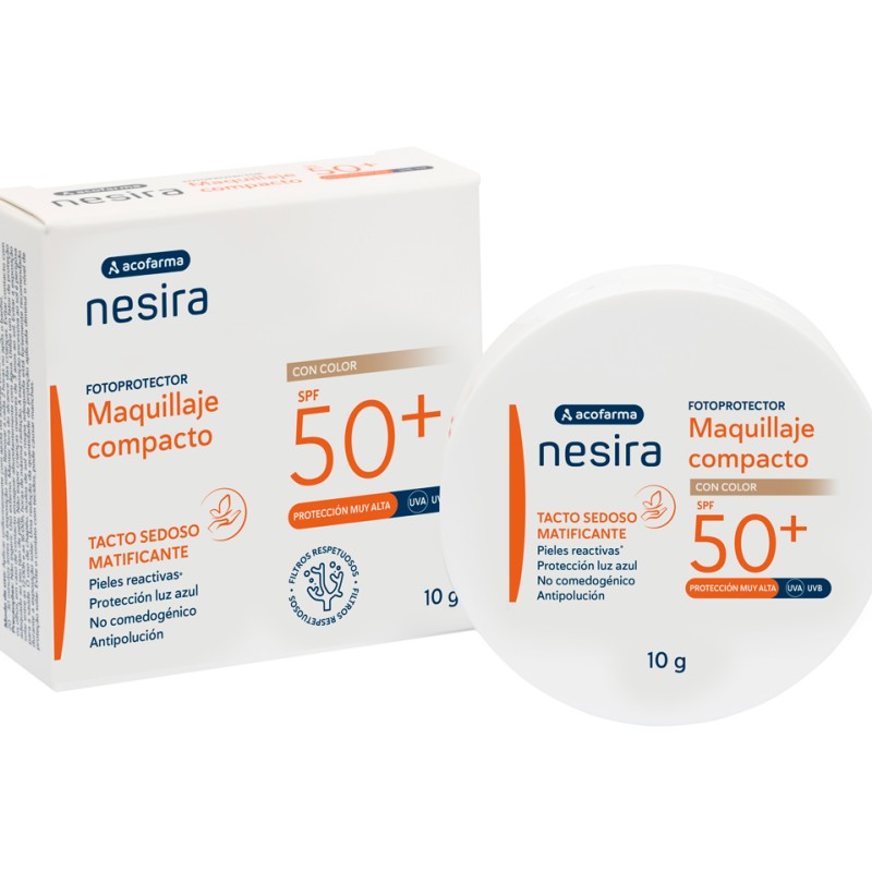 Maquillaje compacto SPF50+ nesira