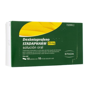 Dexketoprofeno Stadapharm 25 mg Solución Oral EFG, 10 Sobres Dexketoprofeno Stadapharm 25 mg Solución Oral EFG, 10 Sobres