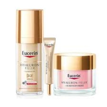Eucerin Pack Hyaluron-Filler + Elasticity Serum, Crema Dia Rosé Fp30 Y Contorno De Ojos