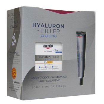 Eucerin Pack  Hyaluron  Filler Elasticity  Dia  FPS 30  50  ml   + Contorno de ojos FPS 20 15 ml Eucerin Pack  Hyaluron  Filler Elasticity  Dia  FPS 30  50  ml   + Contorno de ojos FPS 20 15 ml