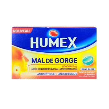 Humex Mal de Gorge Menthe Glaciale 24 unidades