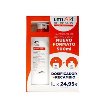Leti AT4 Gel De Baño Dermograso 500 Ml + Recambio 1L Leti AT4 Gel De Baño Dermograso 500 Ml + Recambio 1L