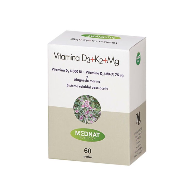 Mednat Vitamina D3+K2+Mg 60 Perlas