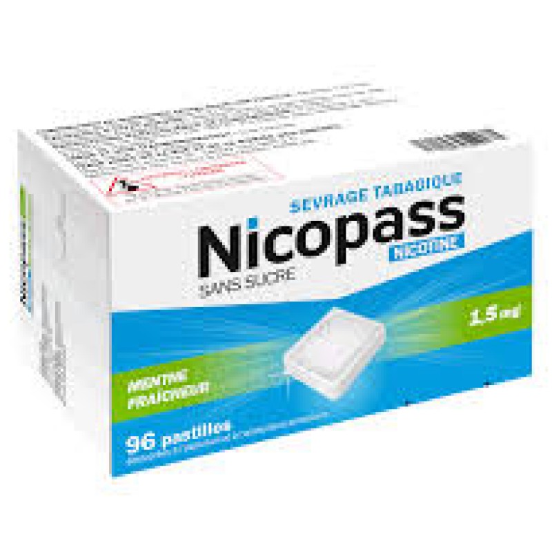 Nicopass 1.5 mgr menta fresca  96 comprimidos para chupar sin azúcar 