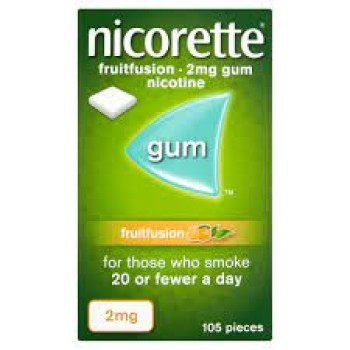 Nicorette de 2 mgr  105 chicles sin azúcar de  frutas 