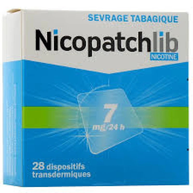 NicopatchLib Patchs de nicotine pour arrêter de fumer 7mg / 24h 28 patchs
