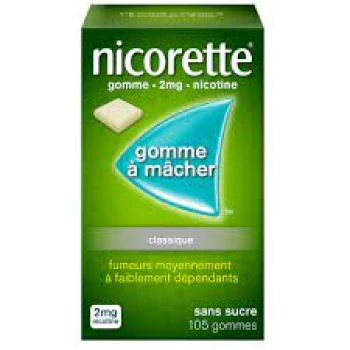 Nicorette 2 mg 105 sugar-free gums original flavor