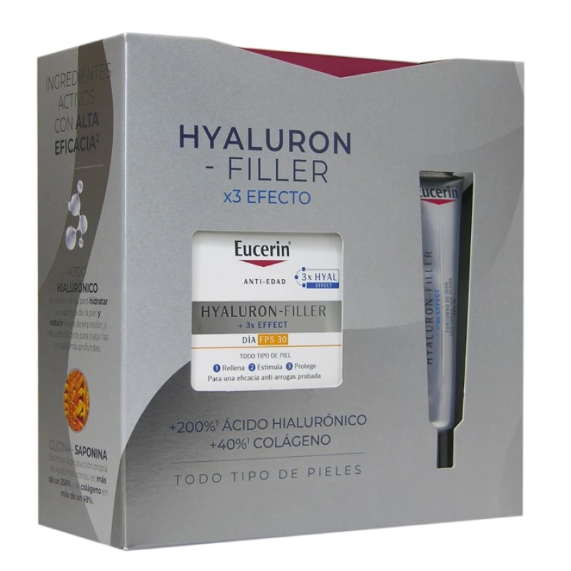 Eucerin Pack  Hyaluron  Filler Dia  FPS 30  50  ml   + Contorno de ojos 