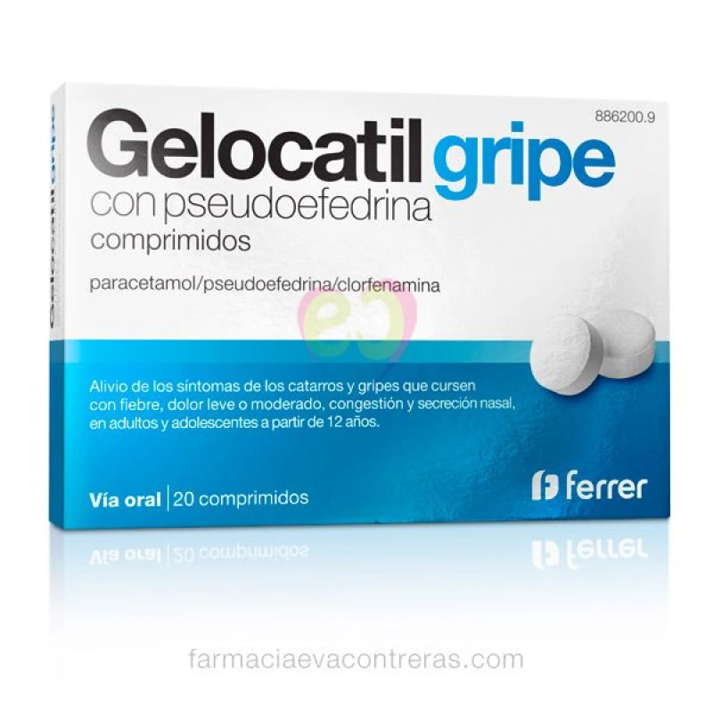 Gelocatil Cold with Pseudoephedrine, 20 Tablets