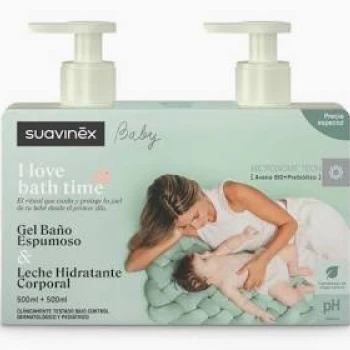 SUAVINEX FOAMY BATH GEL + MOISTURIZING BODY LOTION 500 ML PACK