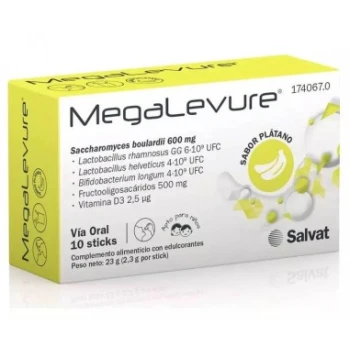 Megalevure 10 sobre sabor plátano.